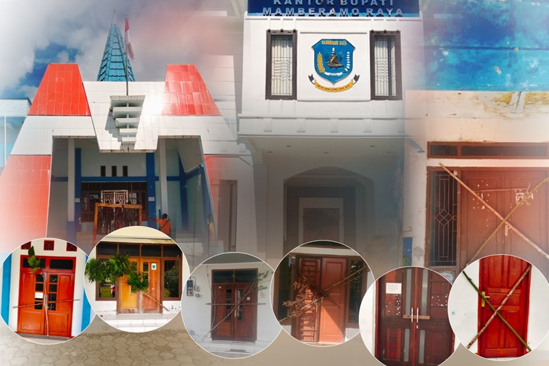 Masyarakat Mamberamo Raya palang sejumlah kantor dan fasilitas pemerintahan